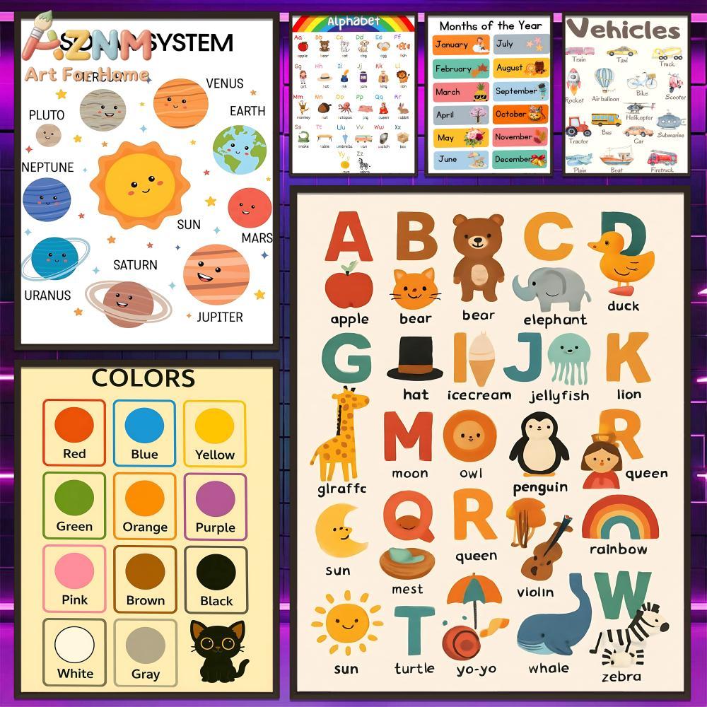 Kids Education Nursery - Детские развивающие холщовые постеры AZNM: Солнечная