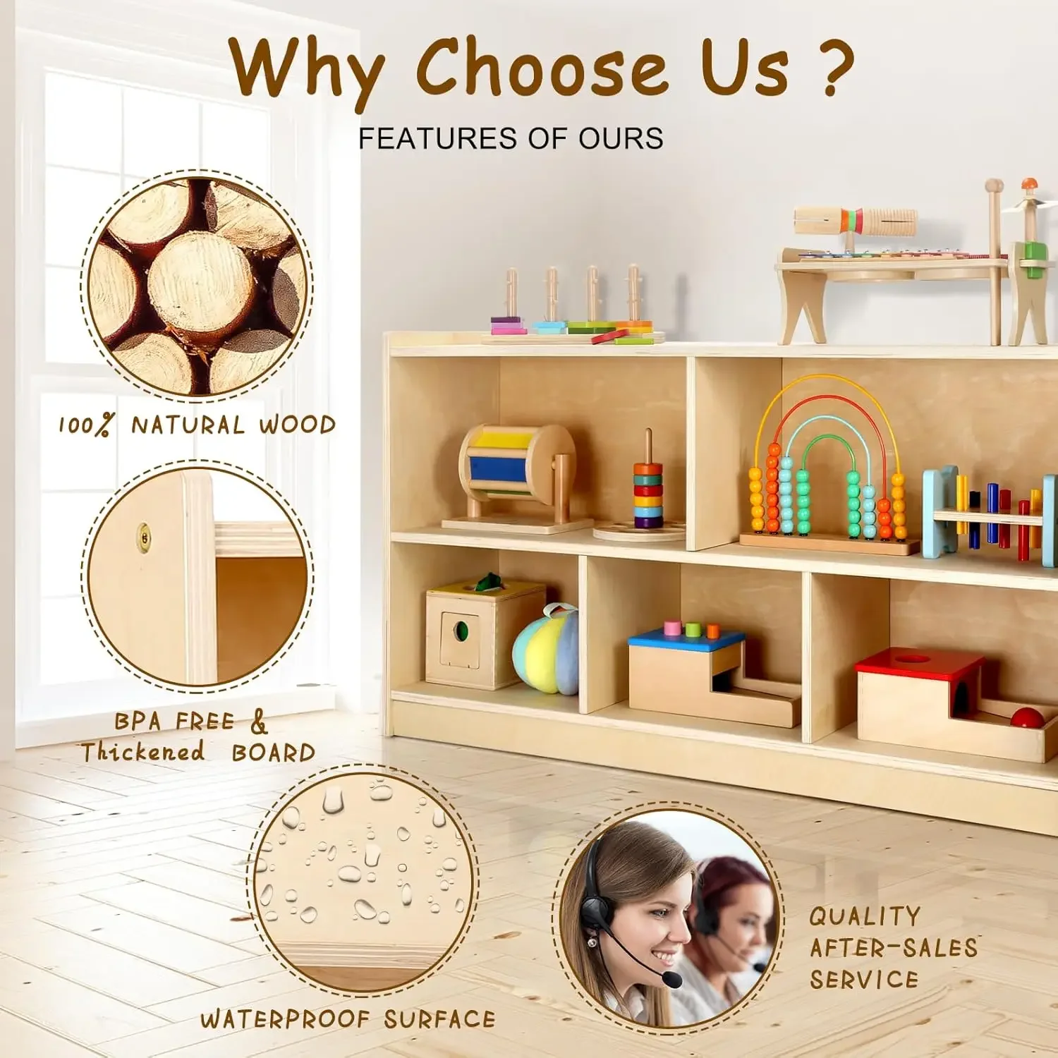 Деревянный шкаф для хранения с – обзор и цена Montessori Shelf Toy